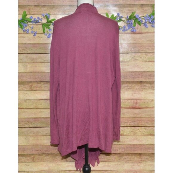 Soft Surroundings Purple Ladies Open Front Cardigan Size XL Ruffled Hem Layering - Picture 10 of 12